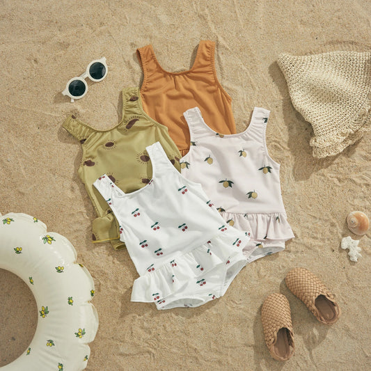 Mini Me & Tot Girl Beach Babe Ruffled One-Piece Swimwear - 4 Colors